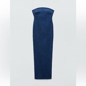 Zara Strapless Denim Dress - Blue